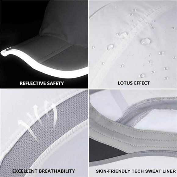 UPF 50 Foldable Running Hat Reflective Lightweight Outdoor Cap Breathable - Picture 6 of 7